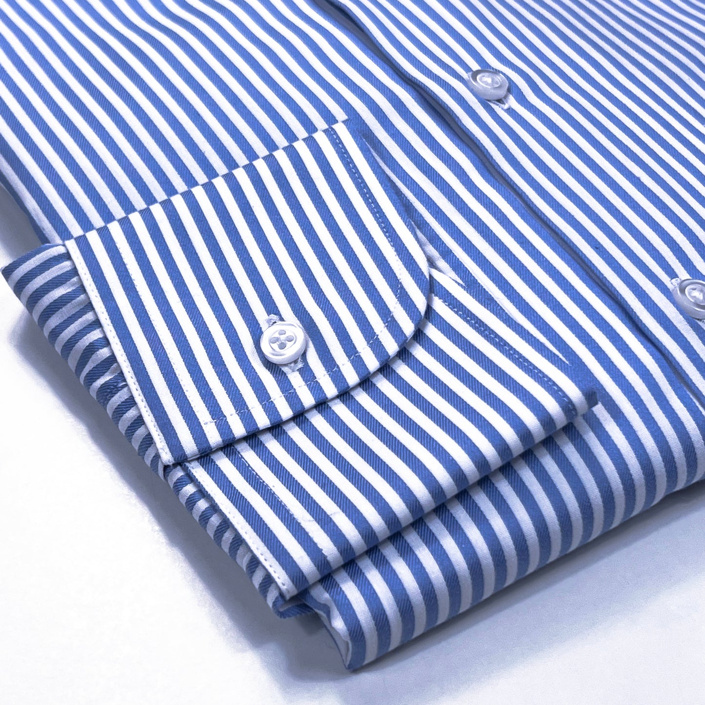 Camisa Popeline Risca Branco/Azul